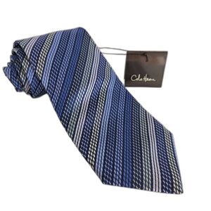 Cole Haan Necktie Mens Blue Striped Multicolor Tie Silk Italy New